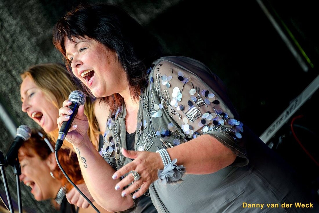 Zangeres brengt live muziek met glimlach voor publiek